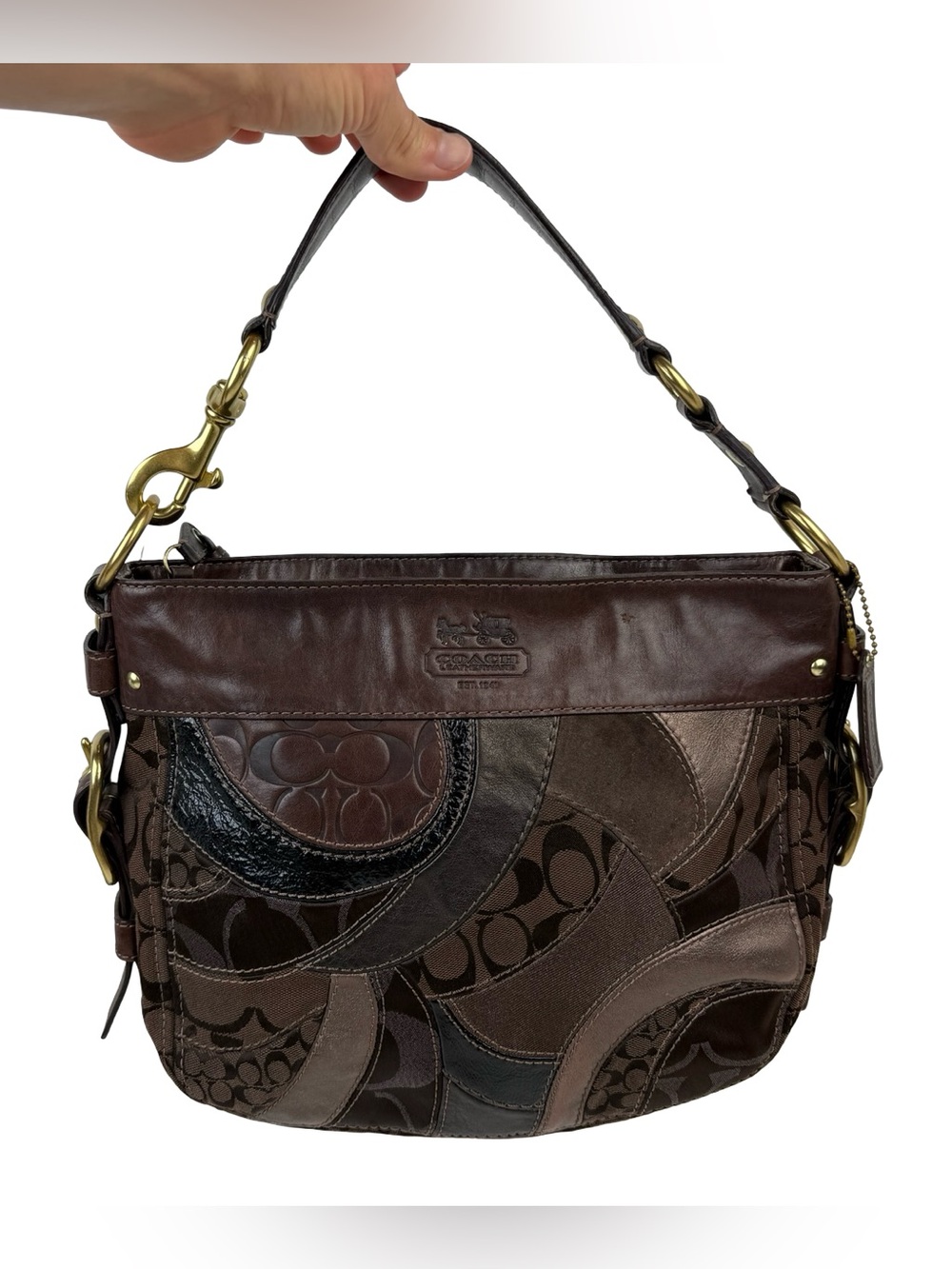 COACH Zoe Patchwork Mosaic Leather Hobo Shoulder Bag Handbag Y2K Purse 13515